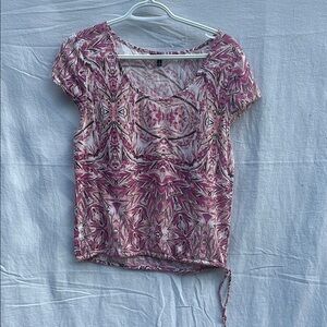 Hurley Pink Patterned Cap Sleeve Shirt